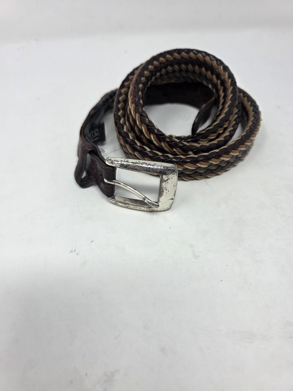 Brighton Braided Leather Belt Size 46 Brown Tan Woven Western Boho Unisex